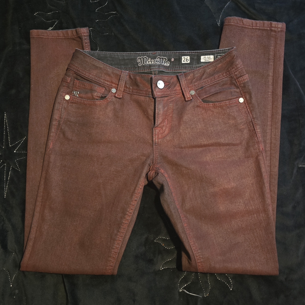 Miss Me Deep Red Skinny Jeans
